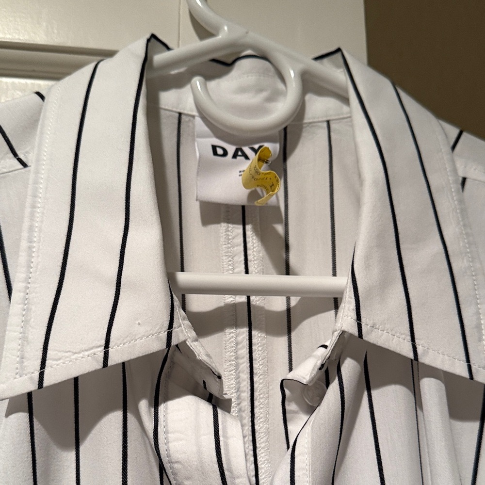 Chic White Striped Button Down Shirt - image 2